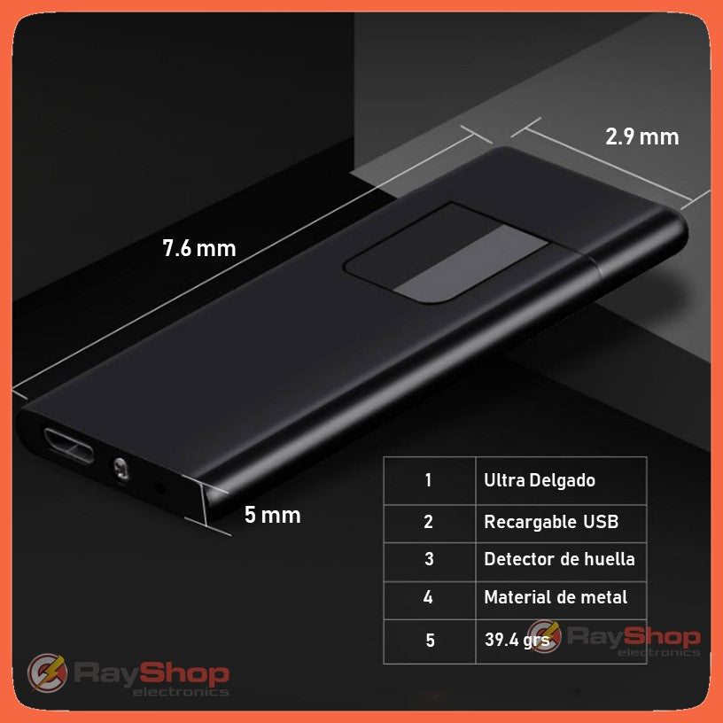 Encendedor eléctrico ultradelgado con sensor de huella y carga USB - foto 5