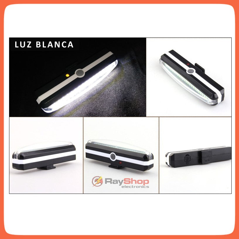Luz trasera de bicicleta roja y blanca recargable, resistente al agua IPX6 - foto 5