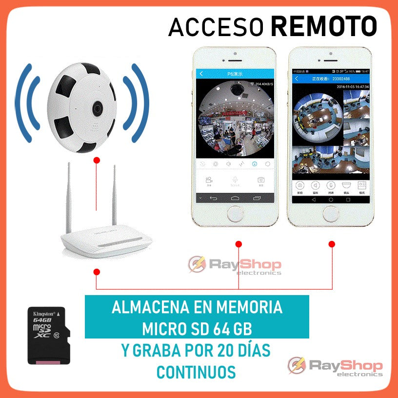 Cámara de seguridad panorámica Wi-Fi con micrófono y altavoz, JK93 - foto 4