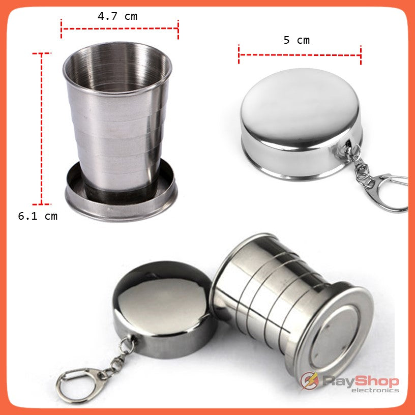 Vaso plegable de acero inoxidable de 50 ml para llavero - foto 4