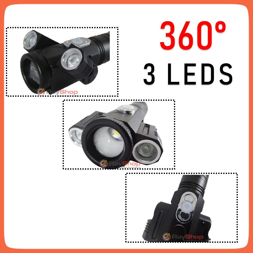 Linterna táctica 3 en 1 con tres LED, imán y soporte para bici (DT240) - foto 5