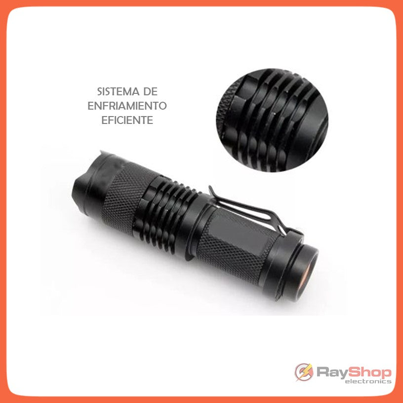 Mini lámpara táctica 1200 lúmenes con luz UV y zoom - foto 3