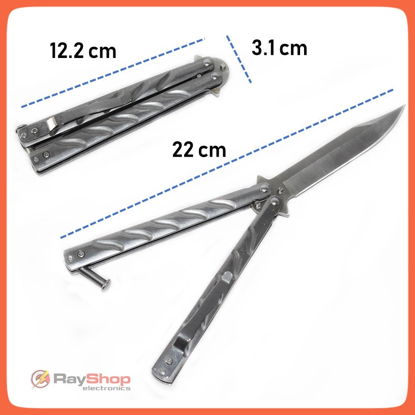 Navaja mariposa balisong de acero inoxidable con clip - foto 4