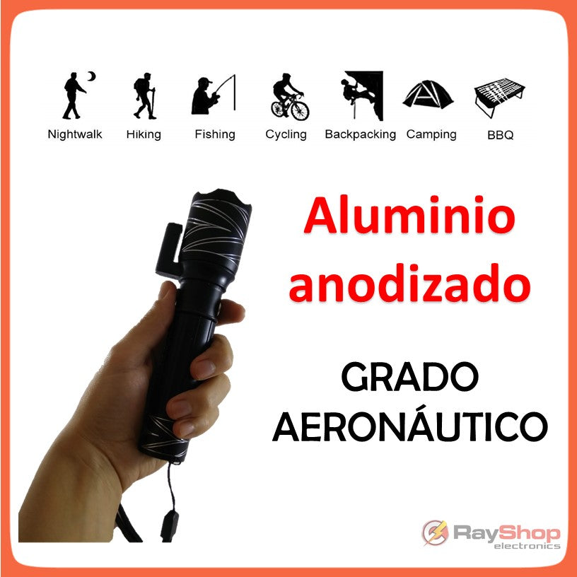 Linterna táctica de 3000 lúmenes con zoom, apuntador láser y brújula - foto 5