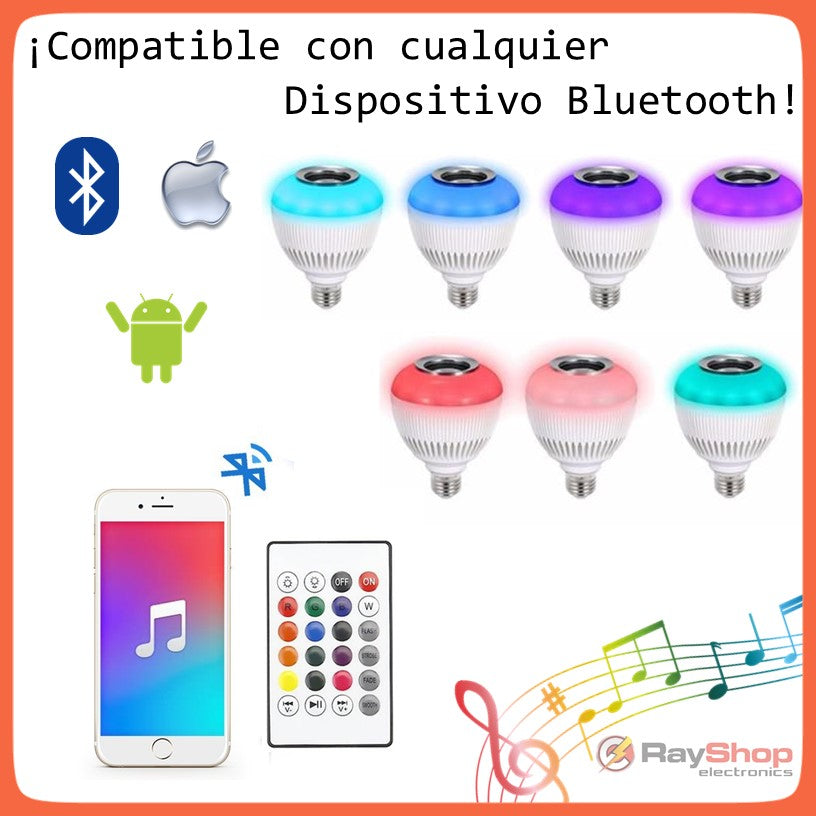 Foco con bocina Bluetooth y luz LED multicolor RGB con control remoto L001 - foto 3