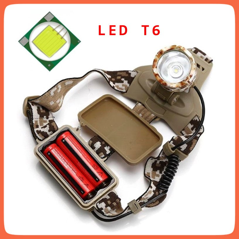 Lámpara frontal táctica camuflada con LED T6, 5 modos y 2 pilas 18650 (DT45) - foto 5