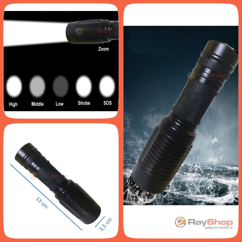 Mini linterna táctica de 2800 lúmenes con LED CREE U2 y zoom - foto 5