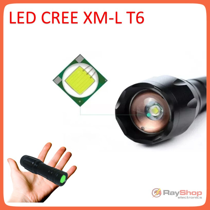 Linterna táctica de 3000 lúmenes con zoom, LED T6 y batería 18650 - foto 3