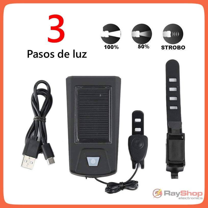 Luz solar para bici con claxon de 140 dB y 5 tonos (T316) - foto 4