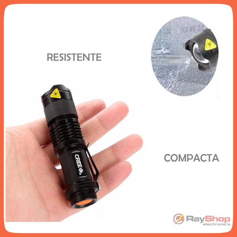 Mini lámpara táctica 1200 lúmenes con luz UV y zoom - foto 4