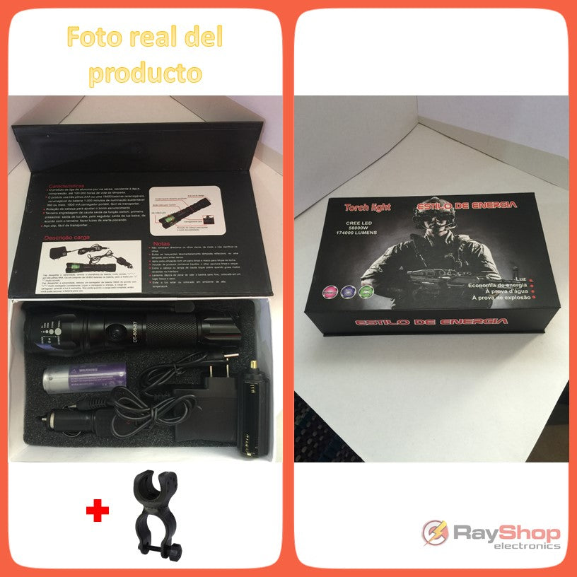 Linterna táctica de 2500 lúmenes con LED CREE T6 y zoom - foto 6
