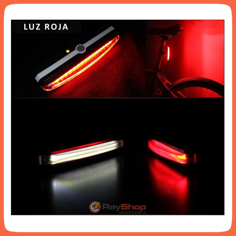 Luz trasera de bicicleta roja y blanca recargable, resistente al agua IPX6 - foto 6
