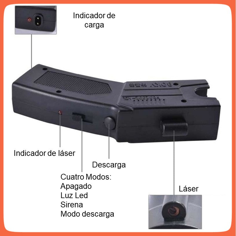 Pistola paralizadora de largo alcance con cartuchos, láser y lámpara LED - foto 5