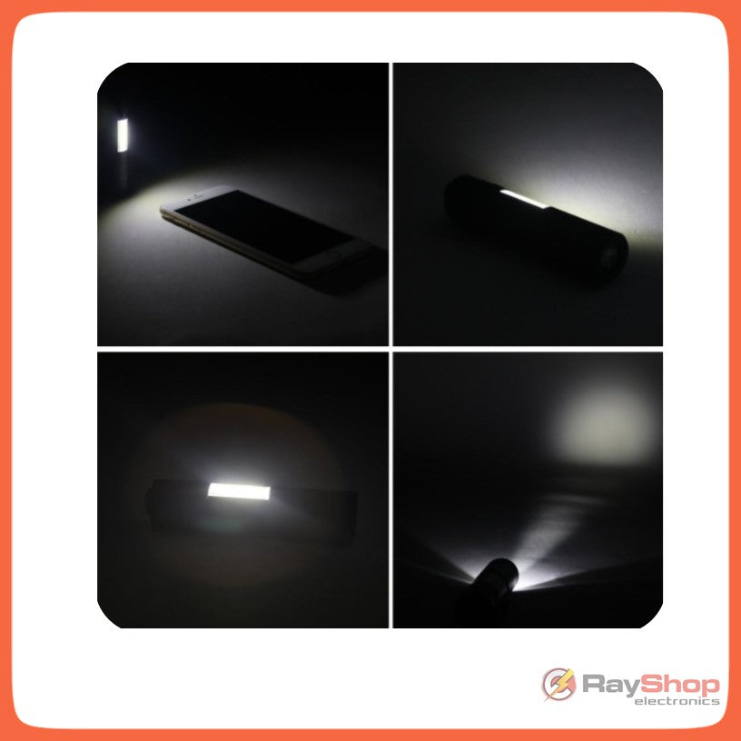 Mini lámpara táctica 2 en 1 con zoom, clip y barra COB, 1200 lúmenes - foto 4
