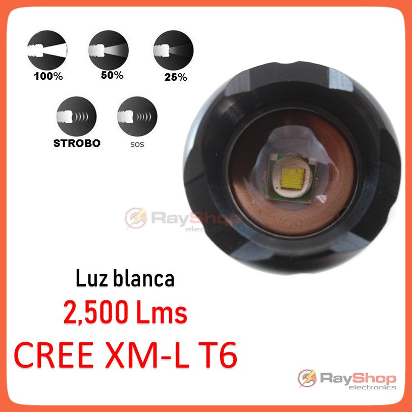Lámpara táctica LED de 2500 lúmenes con switch remoto y zoom (DT26S) - foto 6
