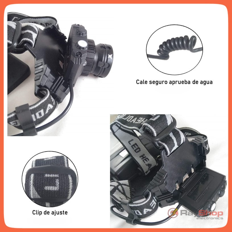 Lámpara minera de cabeza 2500 lúmenes con sensor de movimiento y zoom - foto 6
