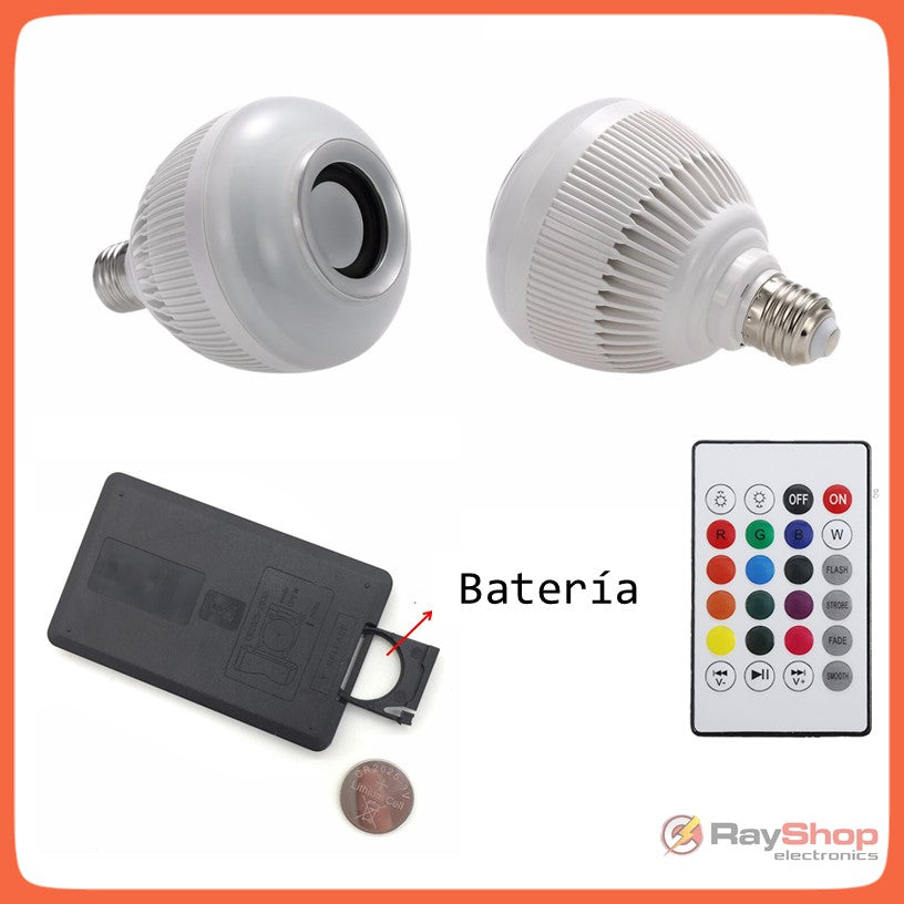 Foco con bocina Bluetooth y luz LED multicolor RGB con control remoto L001 - foto 4