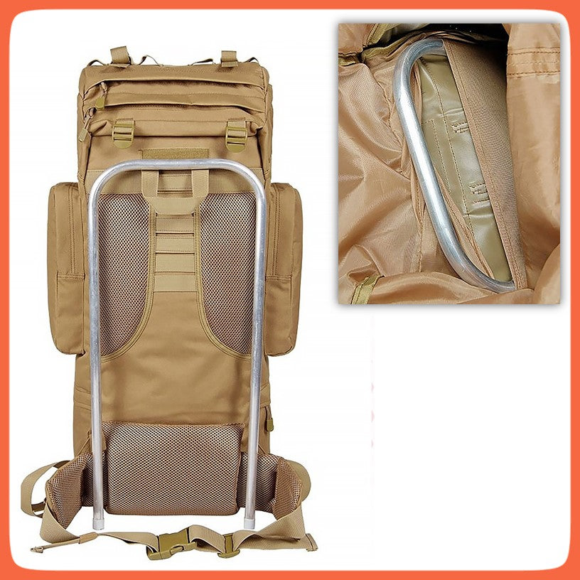 Mochila táctica de 65 litros con estructura de aluminio y funda de lluvia - foto 4