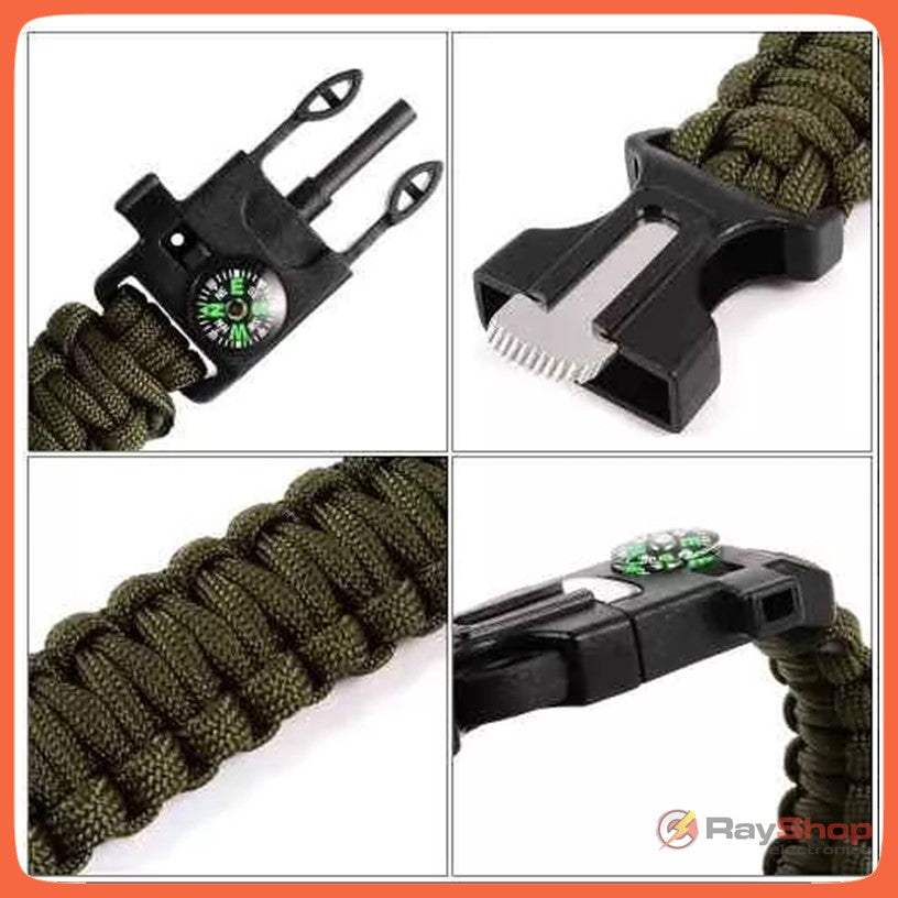 Pulsera de paracord 5 en 1 con brújula, silbato y pedernal - foto 5