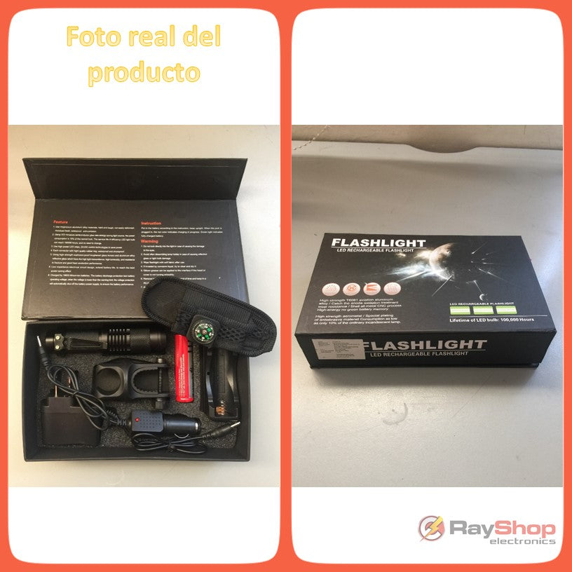Mini linterna táctica de 2500 lúmenes con funda con brújula y soporte para bici - foto 6