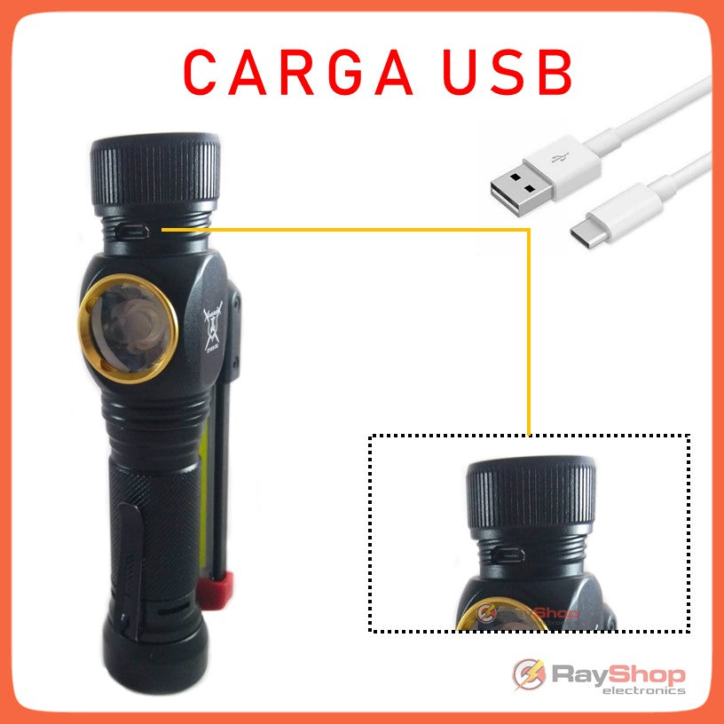 Mini linterna plegable COB de 1200 lúmenes con luz roja e imán (DT362) - foto 7