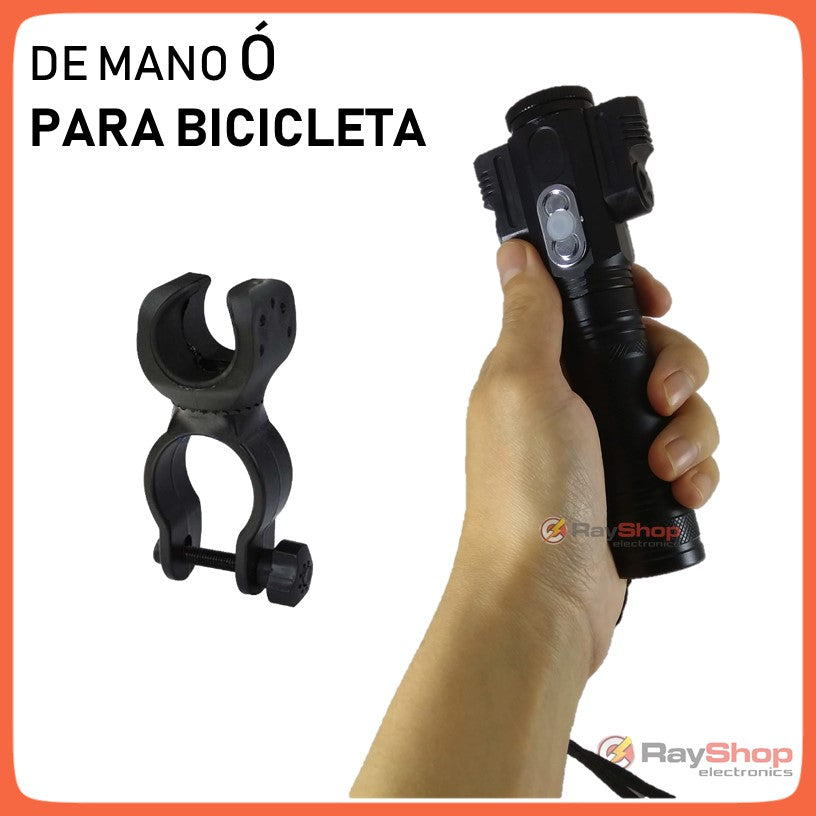 Linterna táctica 3 en 1 con tres LED, imán y soporte para bici (DT240) - foto 7