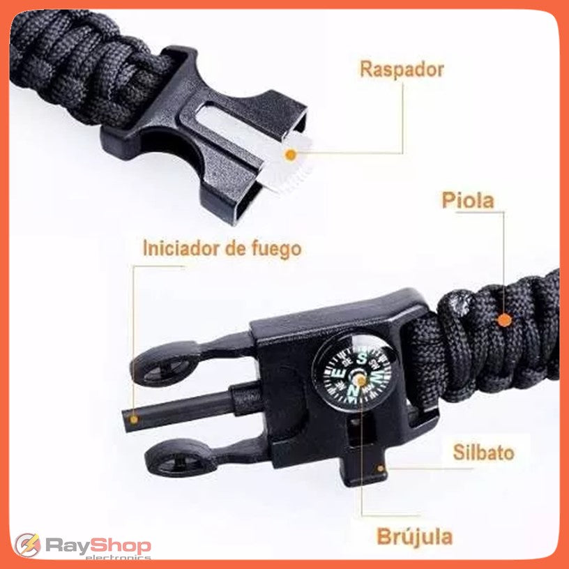Pulsera paracord 5 en 1 con brújula, pedernal y sierra SN180 - foto 4