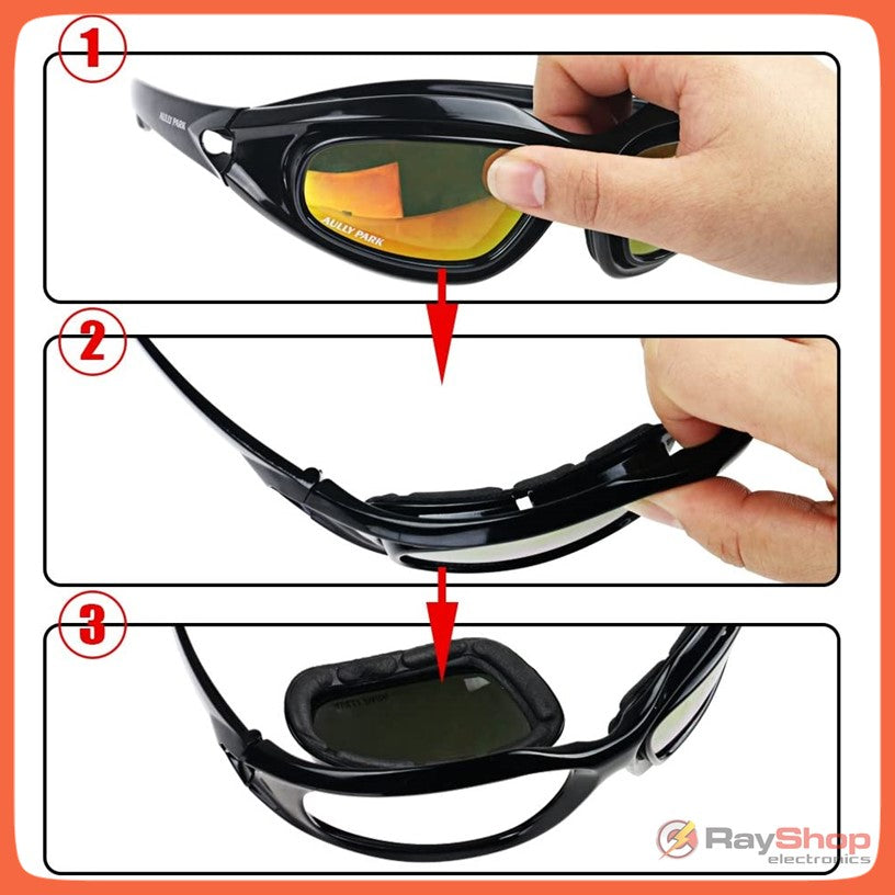 Lentes deportivos con 4 micas intercambiables y espuma protectora - foto 3