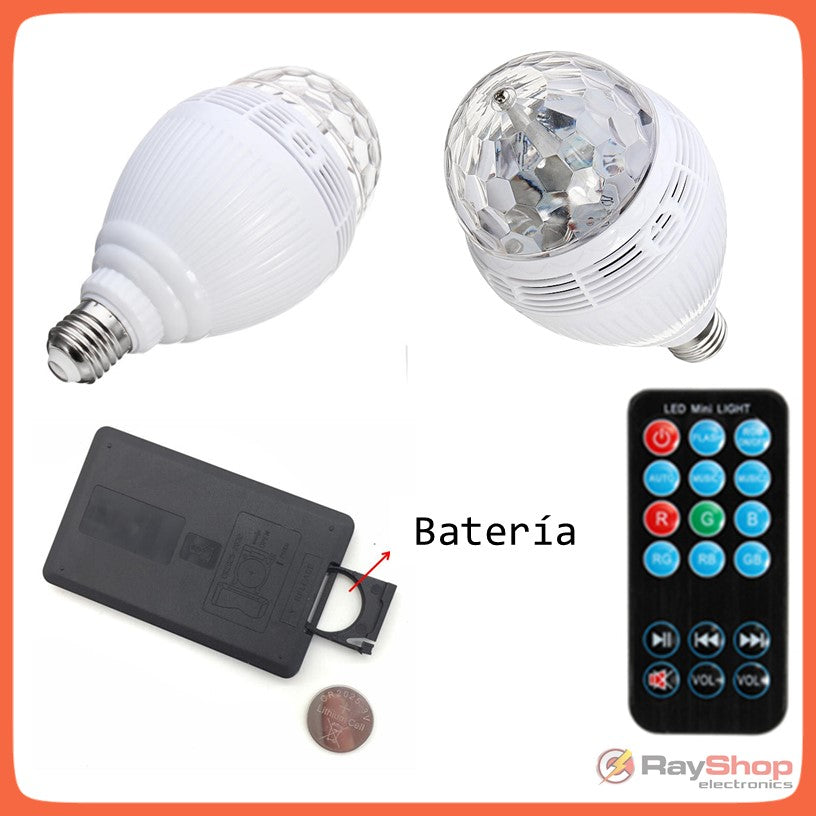Foco bocina Bluetooth con disco giratorio LED RGB y control remoto (L002) - foto 7