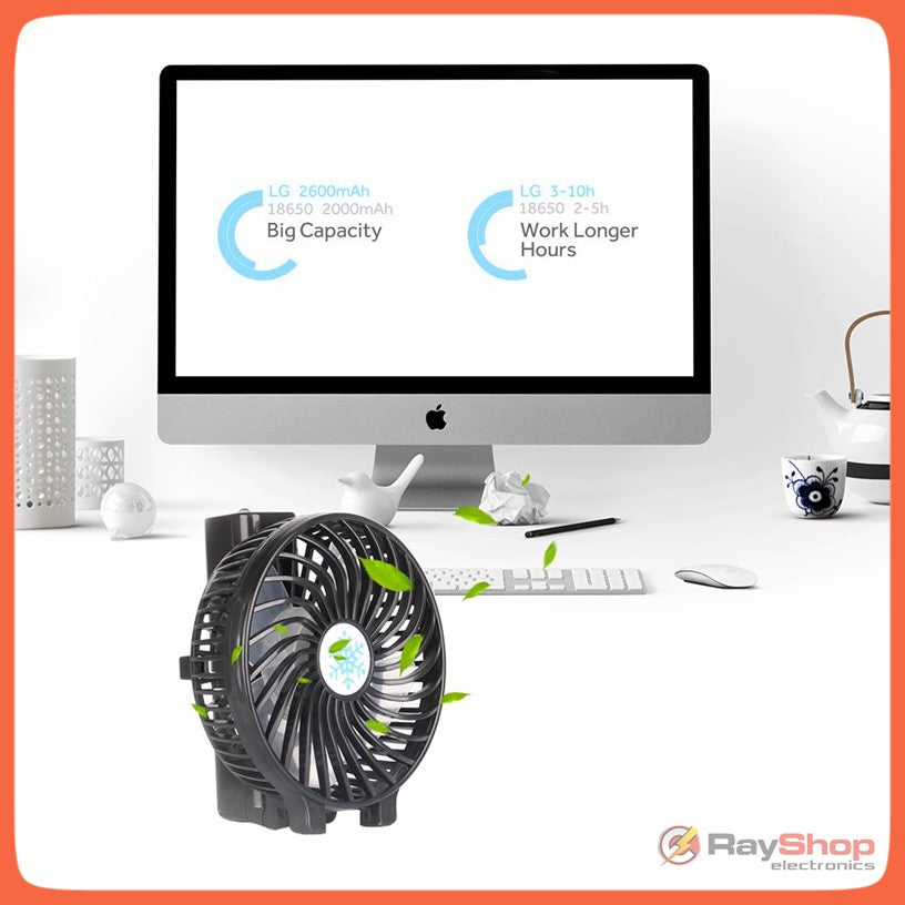 Ventilador de mano portátil recargable con 3 velocidades y USB - foto 5