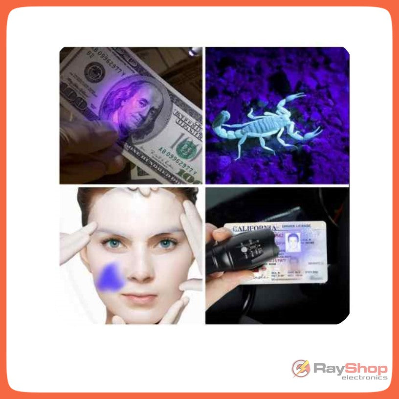 Mini lámpara táctica 1200 lúmenes con luz UV y zoom - foto 5