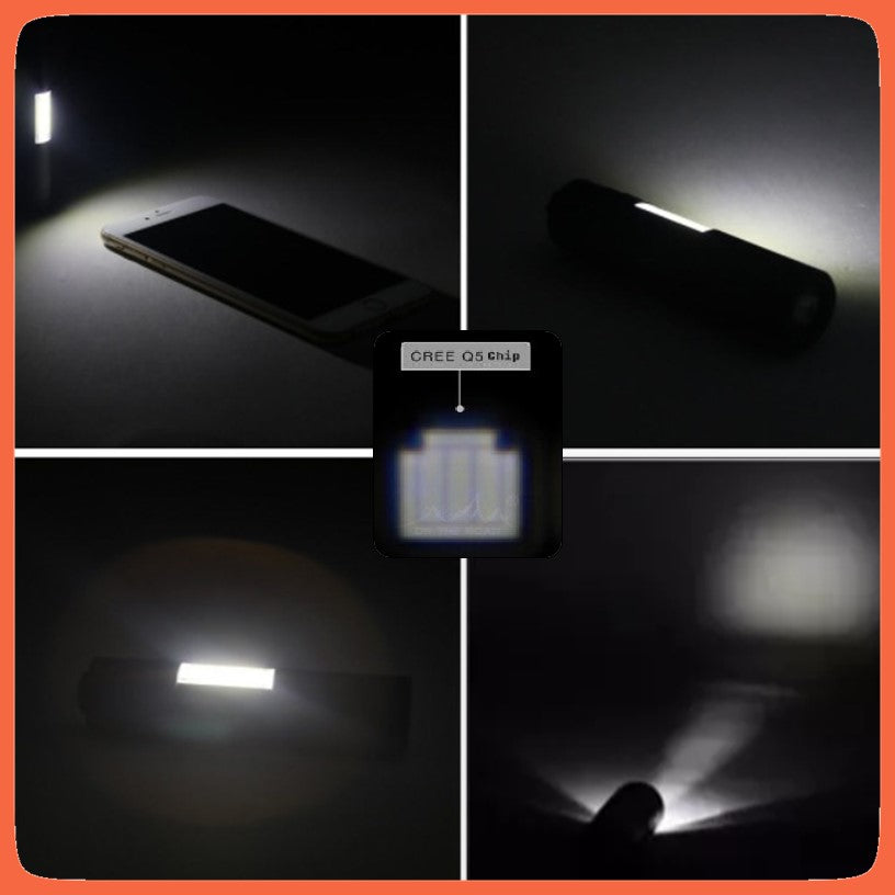 Mini lámpara táctica de 1200 lúmenes con clip y luz lateral COB - foto 5