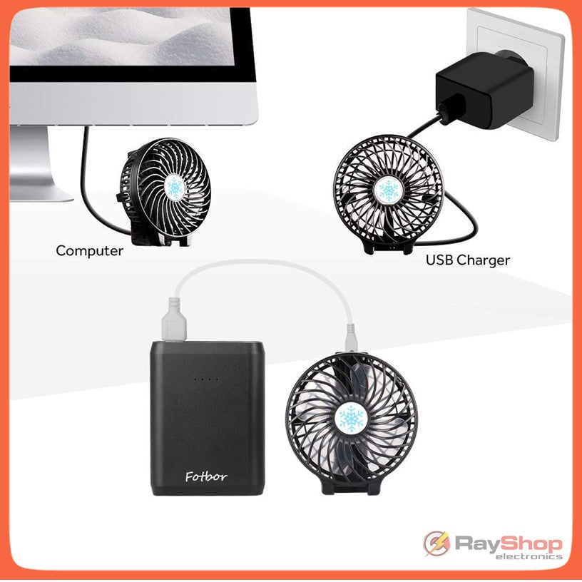 Ventilador de mano portátil recargable con 3 velocidades y USB - foto 6