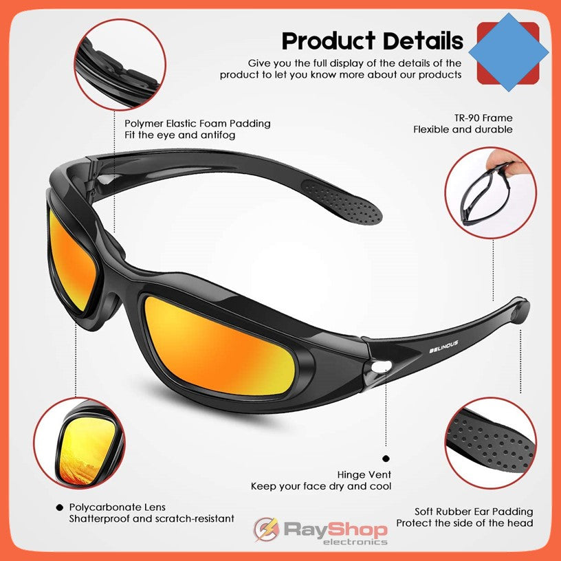 Lentes deportivos con 4 micas intercambiables y espuma protectora - foto 6