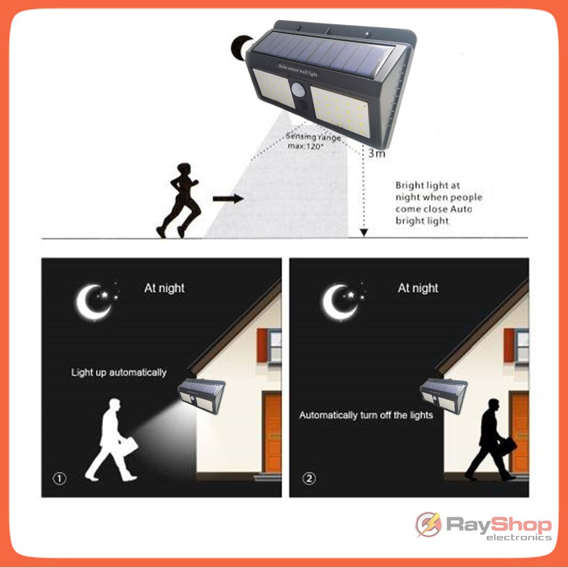 Lámpara solar de pared con 40 LED y sensor de movimiento (L008) - foto 8