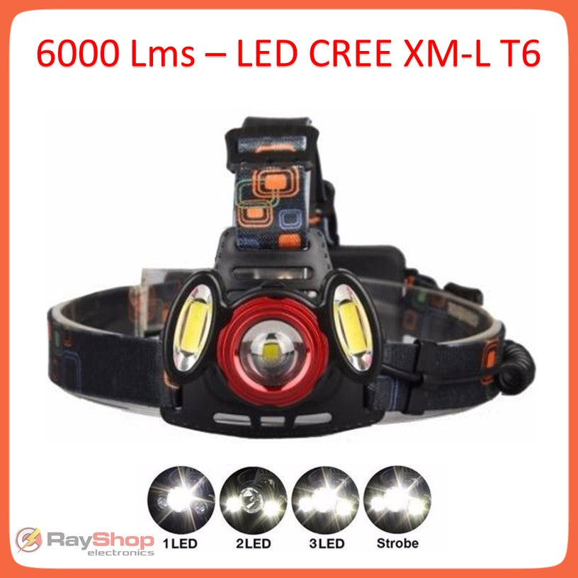 Linterna de cabeza de 3 LED y 6000 lúmenes con zoom (DT114) - foto 2