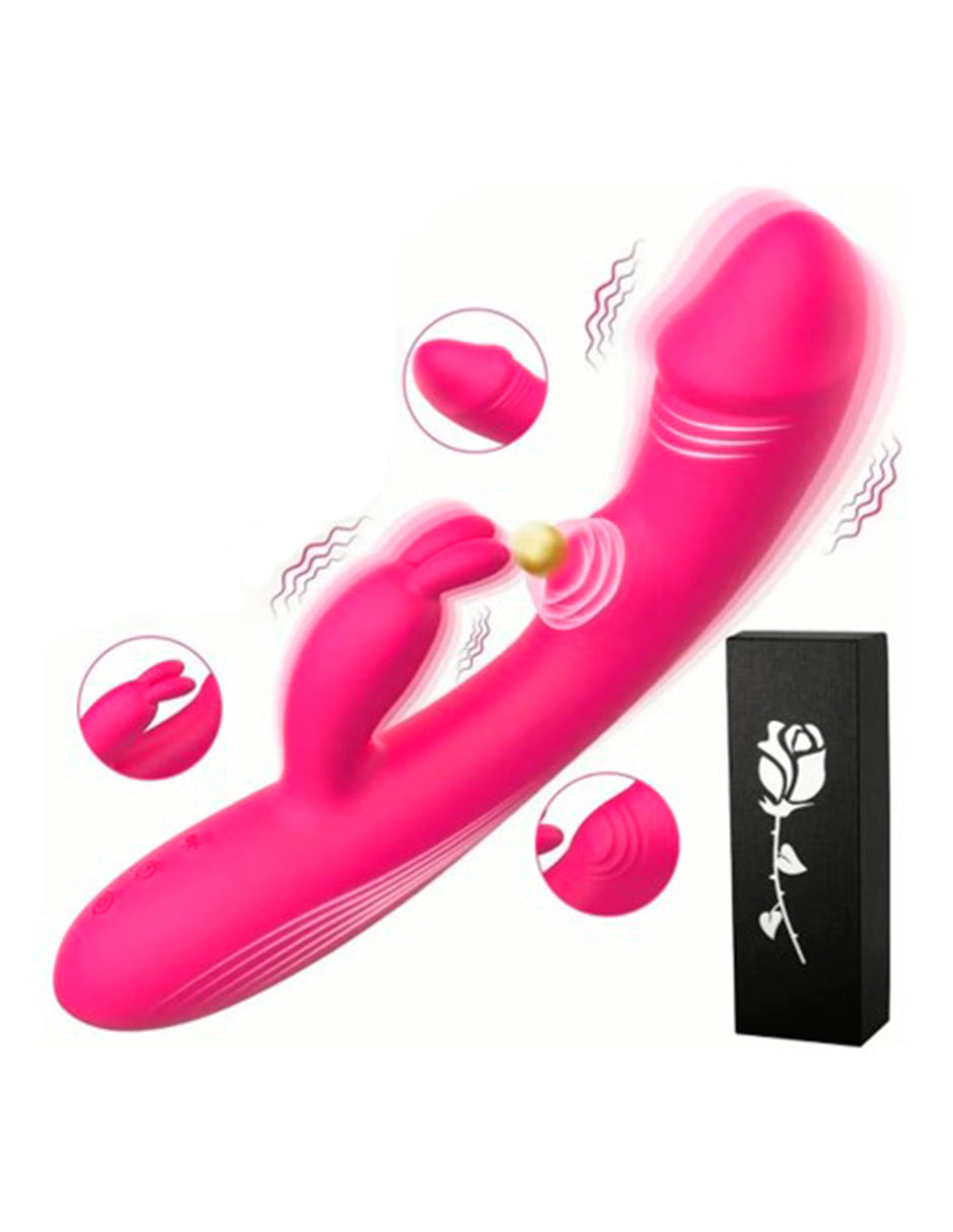 Conejo Dildo consolador Recargable Rosa