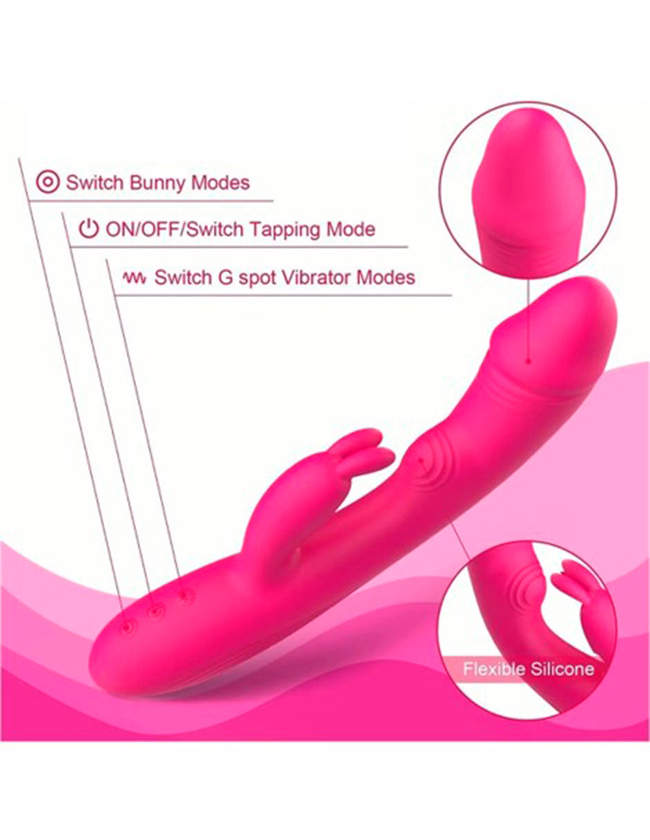 Conejo Dildo consolador Recargable Rosa