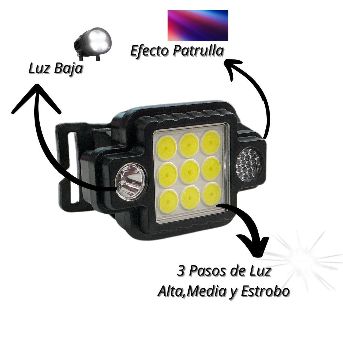 Linterna de cabeza de 5 pasos con efecto patrulla DT526 - foto 3