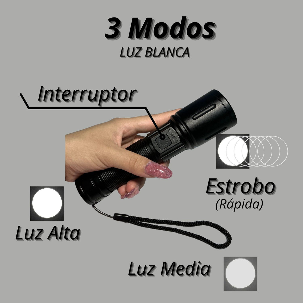 Linterna de camping de largo alcance con zoom y 3 efectos DT606 - foto 2