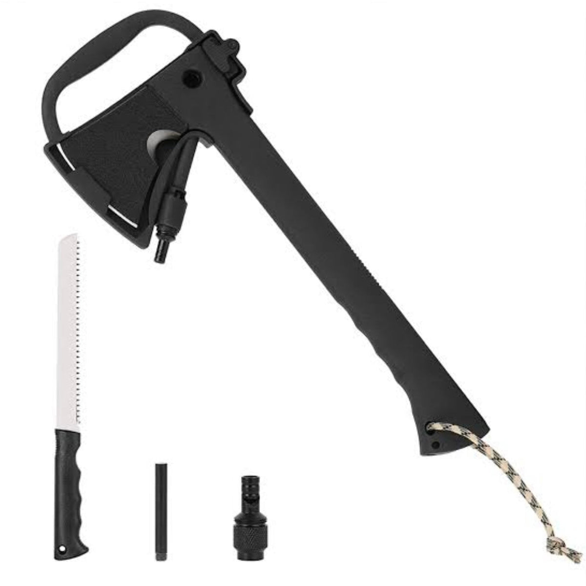 Hacha con cuchillo, silbato, pedernal y funda F2048