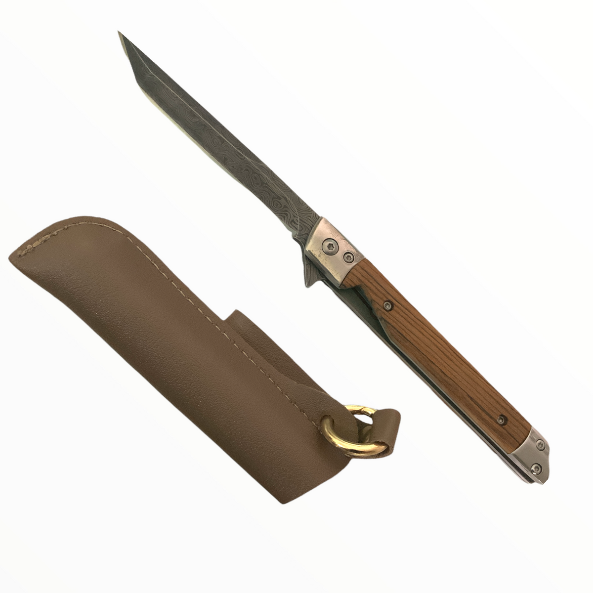 Cuchillo plegable pequeño y delgado de bolsillo, acabado tipo piel F2018 - foto 5