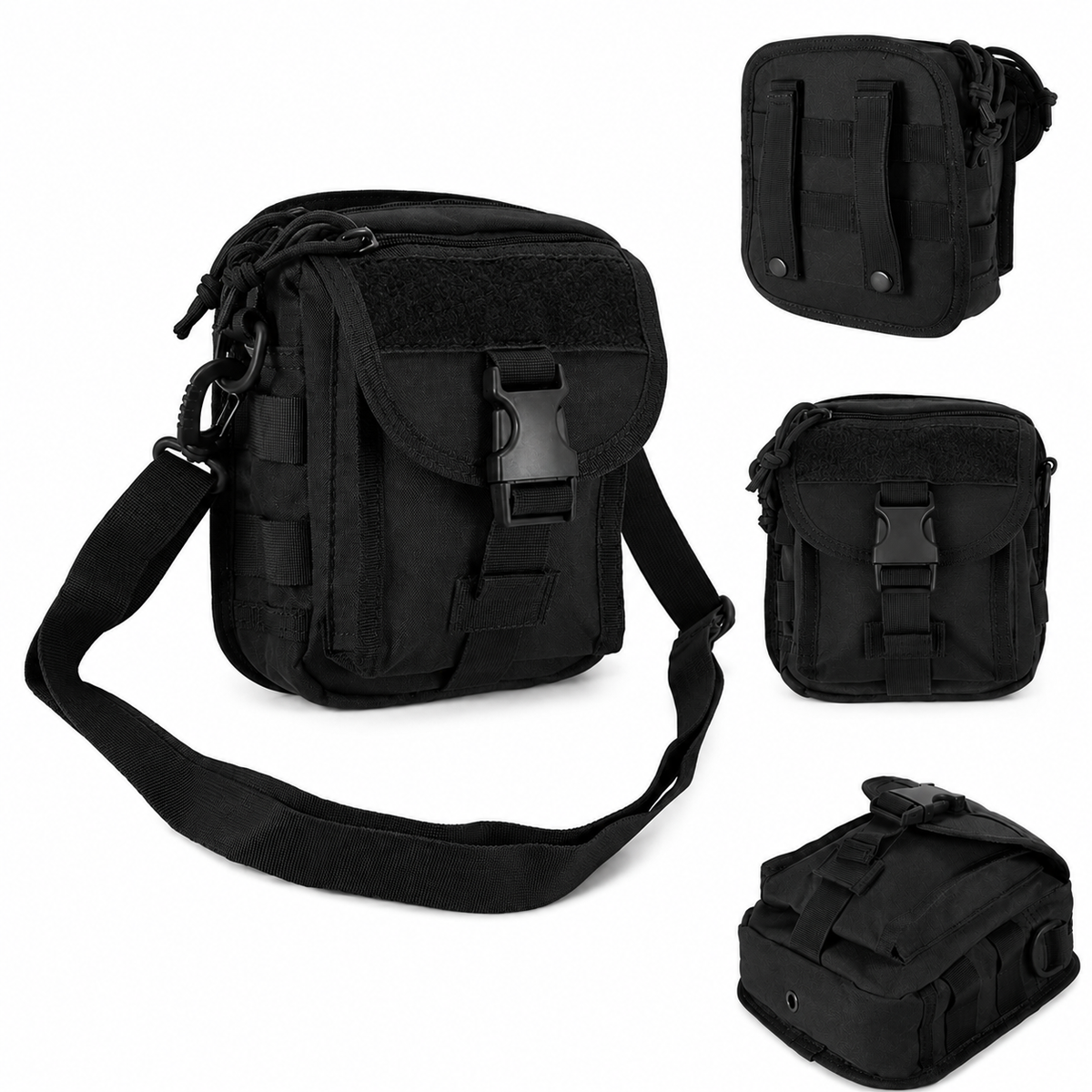 Bolsa táctica cruzada MOLLE de nylon 600D con 5 compartimentos
