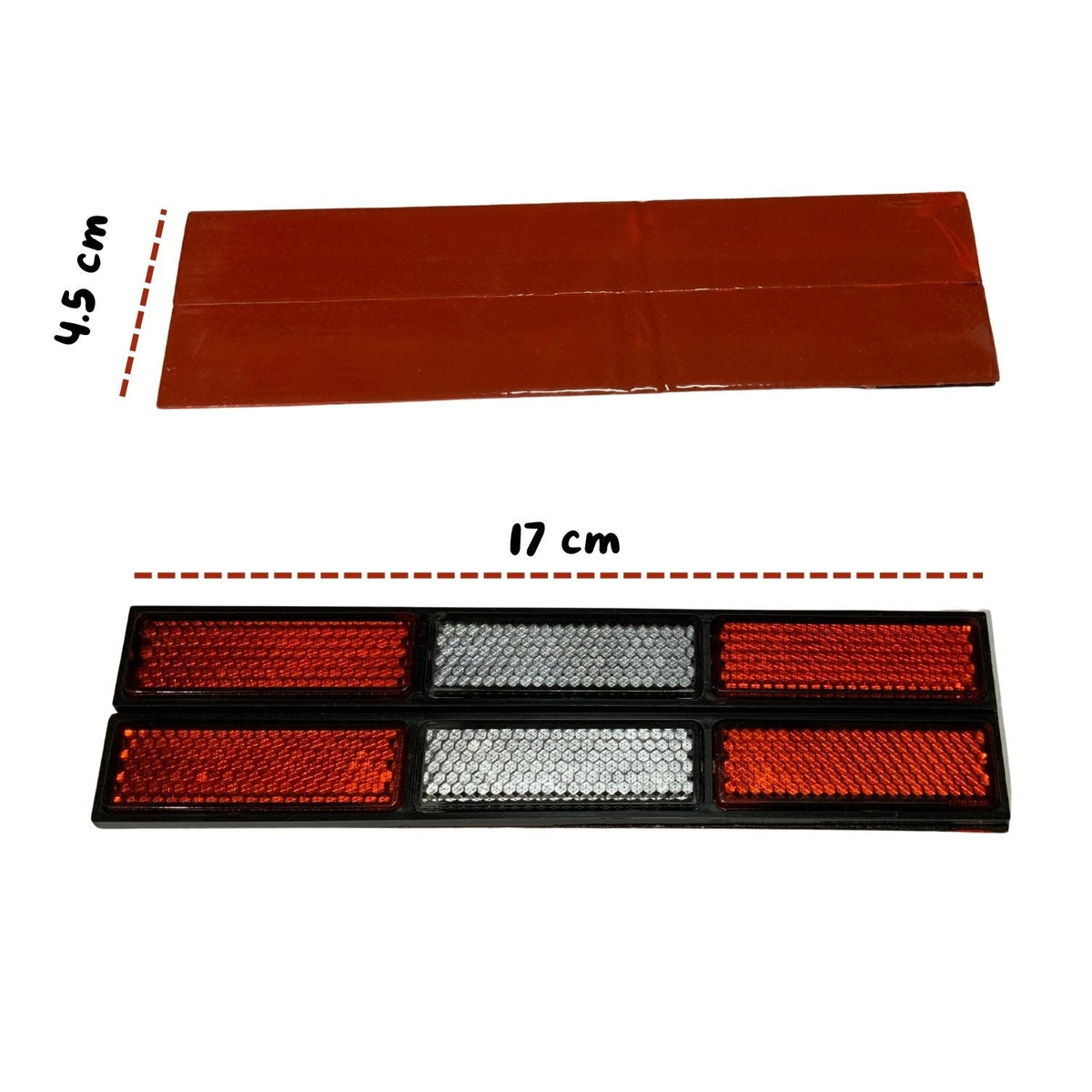 Reflejante autoadherible rojo y blanco de 17 cm para vehículos - foto 2