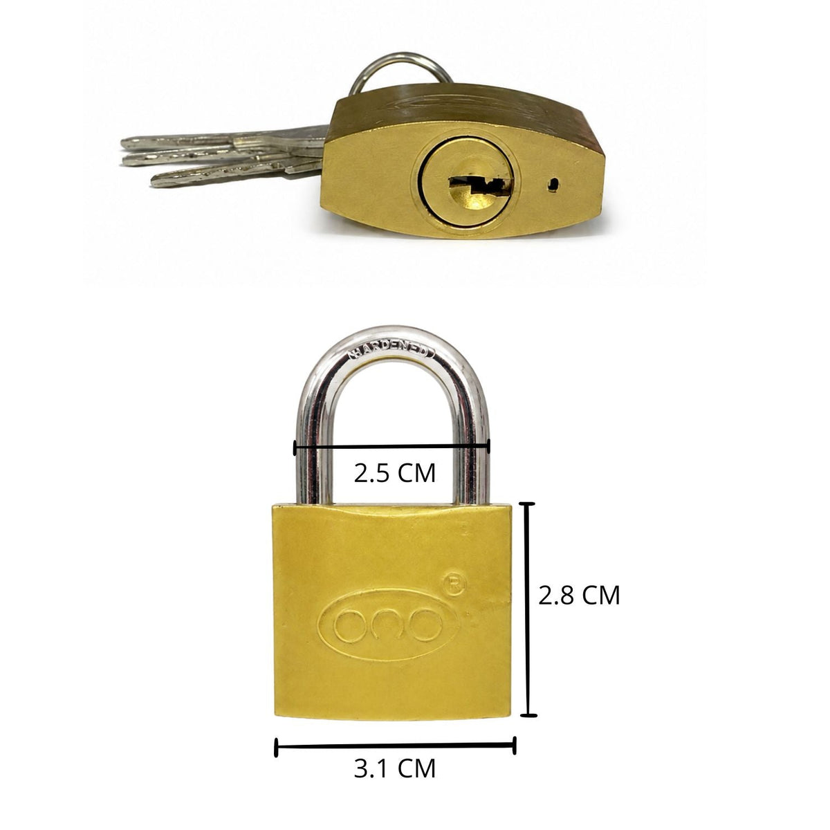 Mini candado de latón con 3 llaves para mochila y locker - foto 2