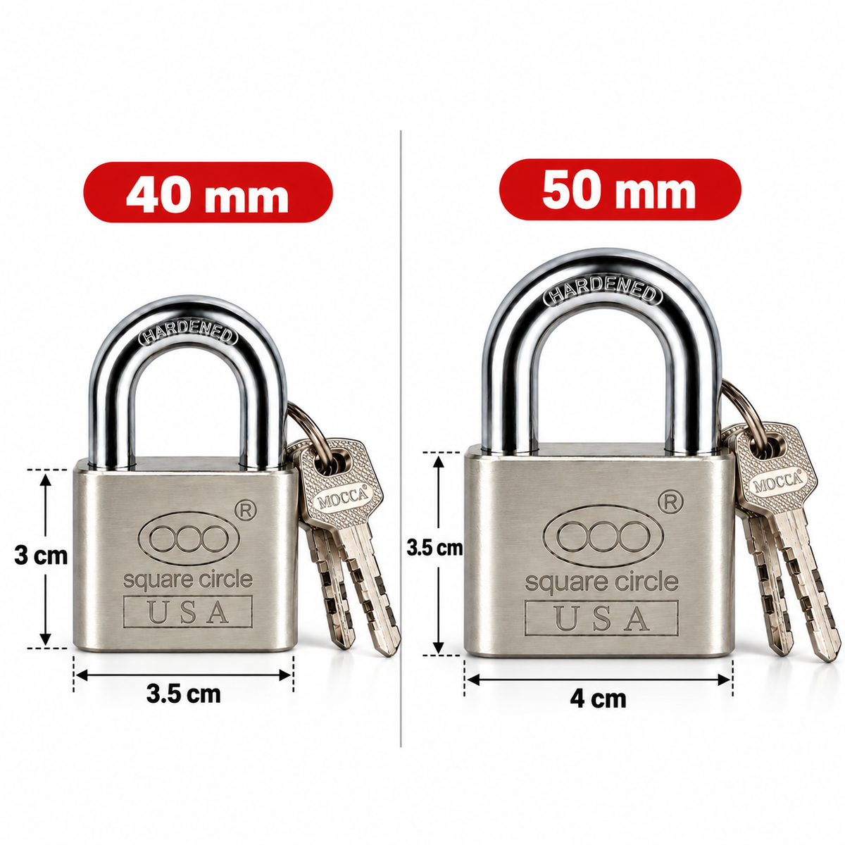 Candado de seguridad endurecido anti corte, rekeyable, en tamaños 40 y 50 mm - foto 2