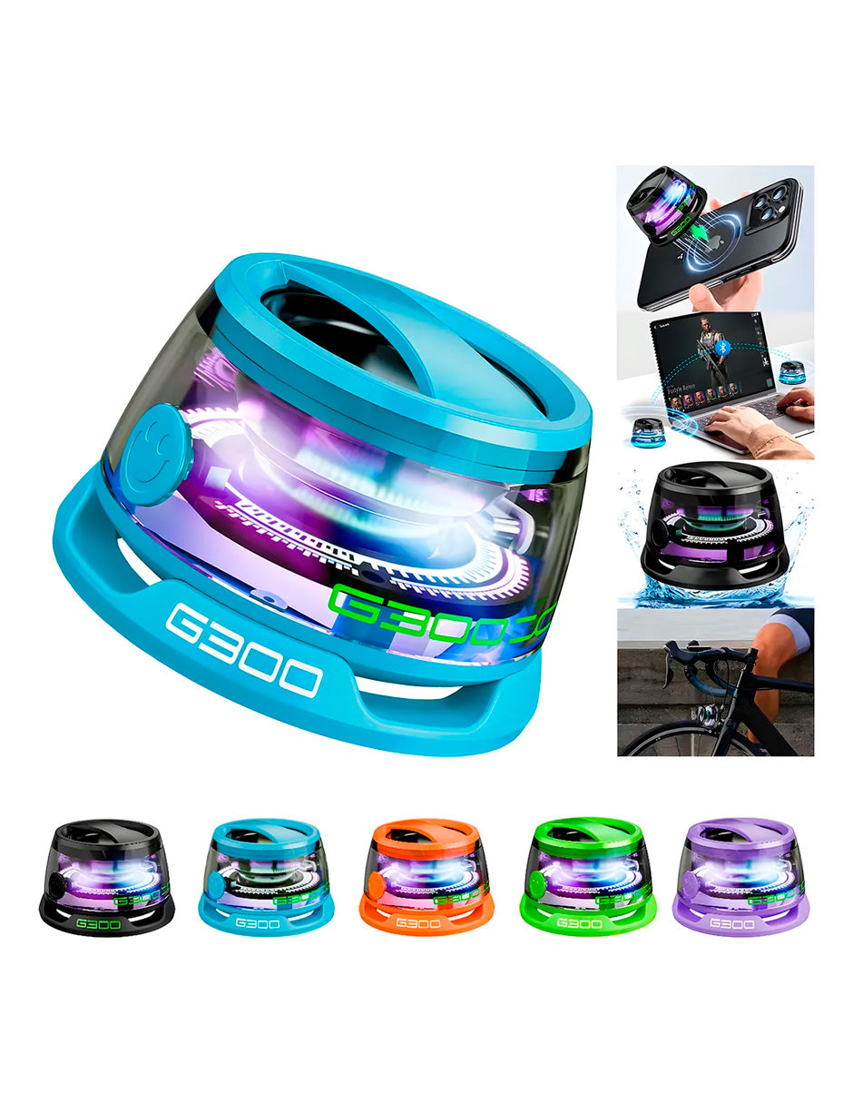 Altavoz Magnético Bluetooth 5.3 con Luz RGB Modelo G3 Estilo Futurista Azul
