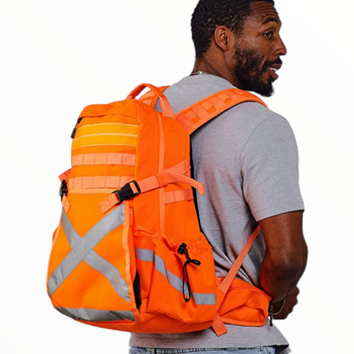 Mochila reflejante naranja de alta visibilidad para uso rudo GJ2073 - foto 2