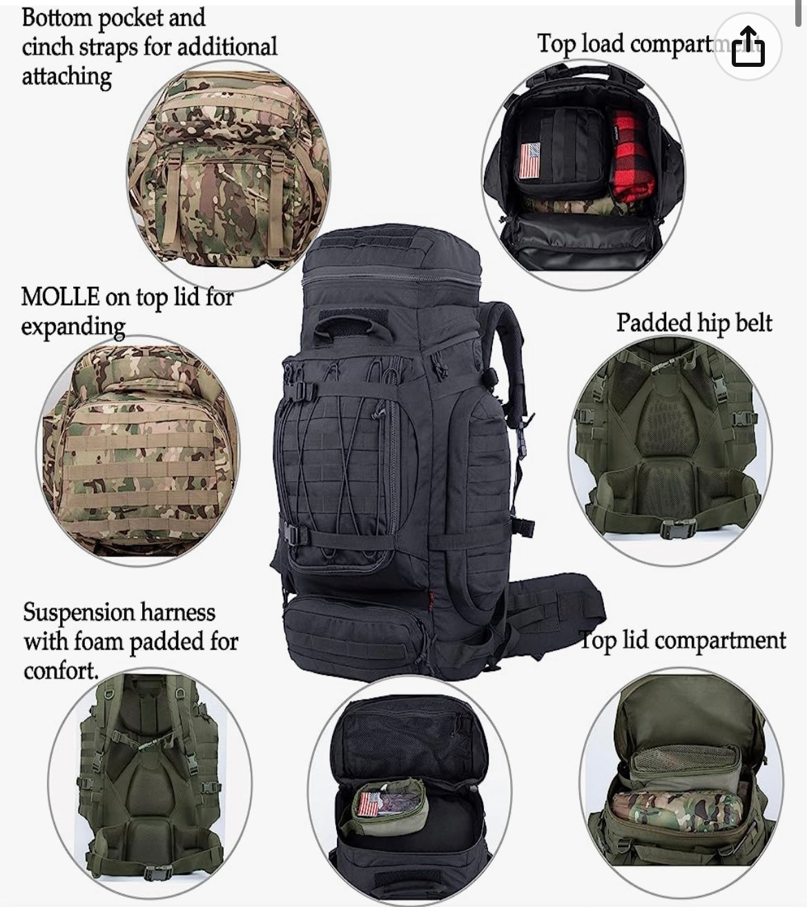 Mochila de marco interno de 70 litros con sistema MOLLE, modelo GJ741 - foto 2