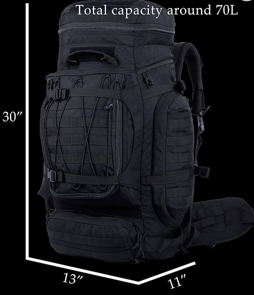 Mochila de marco interno de 70 litros con sistema MOLLE, modelo GJ741 - foto 3